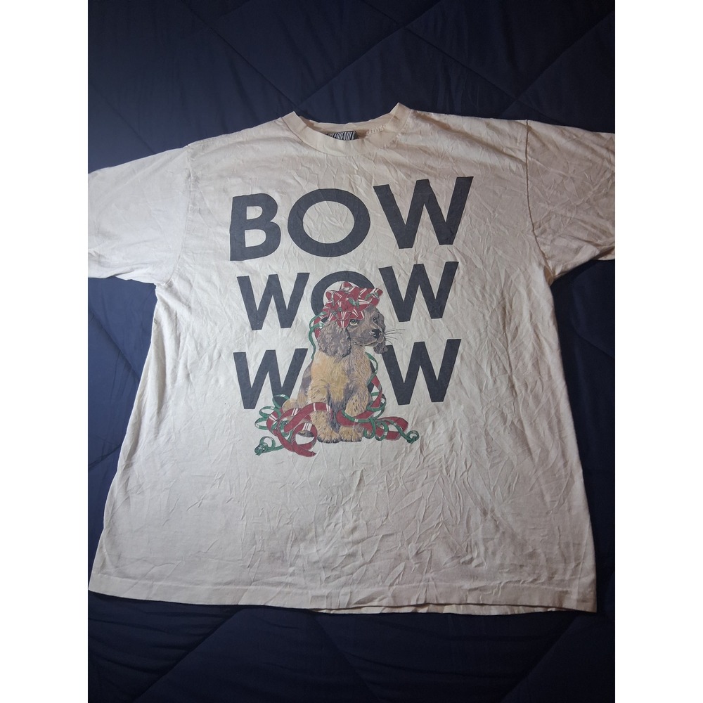 Vintage Joe Boxer Girlfriend Bow Wow Wow Puppy T-Shirt Mens One Size White 90s